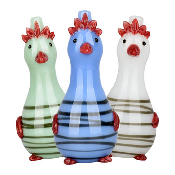 A Fowl Most Friendly Glass Hand Pipe - 4.5" / Colors Vary