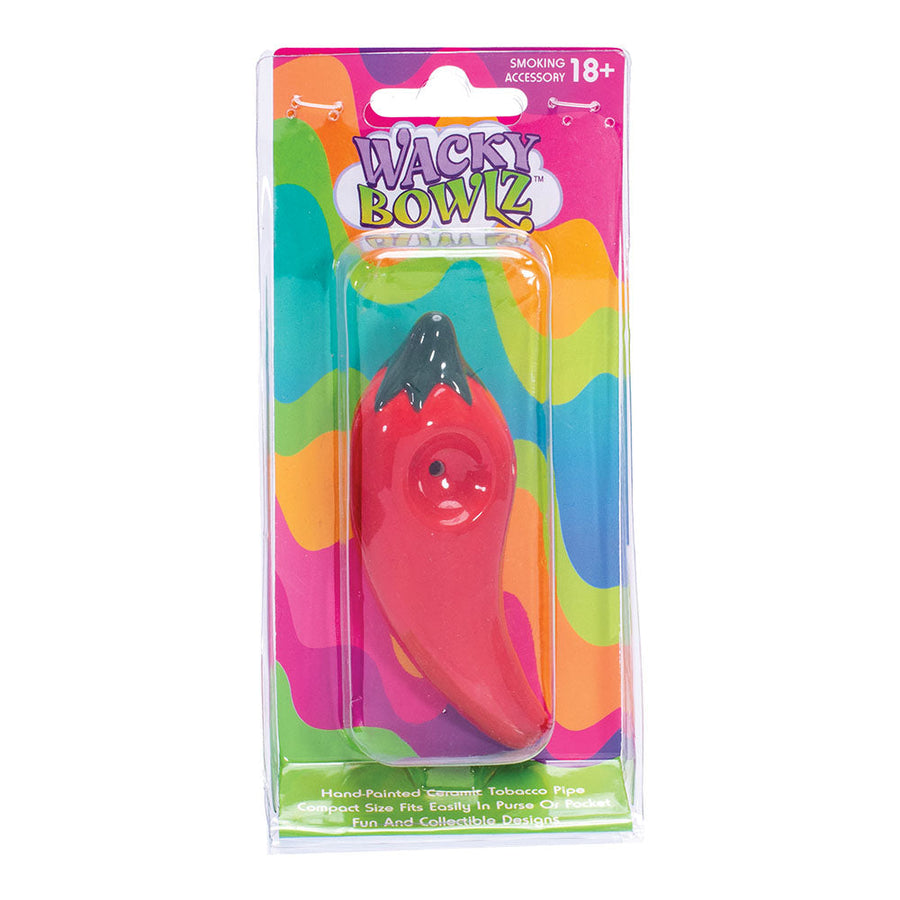 Wacky Bowlz Chili Pepper Ceramic Hand Pipe - 4"