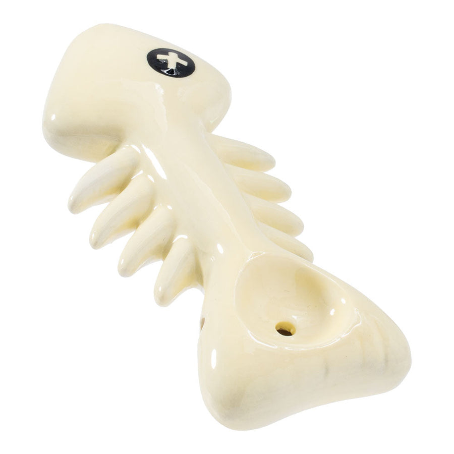 Wacky Bowlz Fish Skeleton Ceramic Hand Pipe - 4"