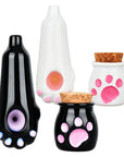 Cat Paw Glass Hand Pipe & Jar Set - 4" / Colors Vary