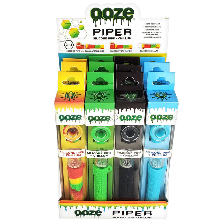 Ooze Piper 2-in-1 Silicone Pipe + Chillum - Asst - 12PC DISP