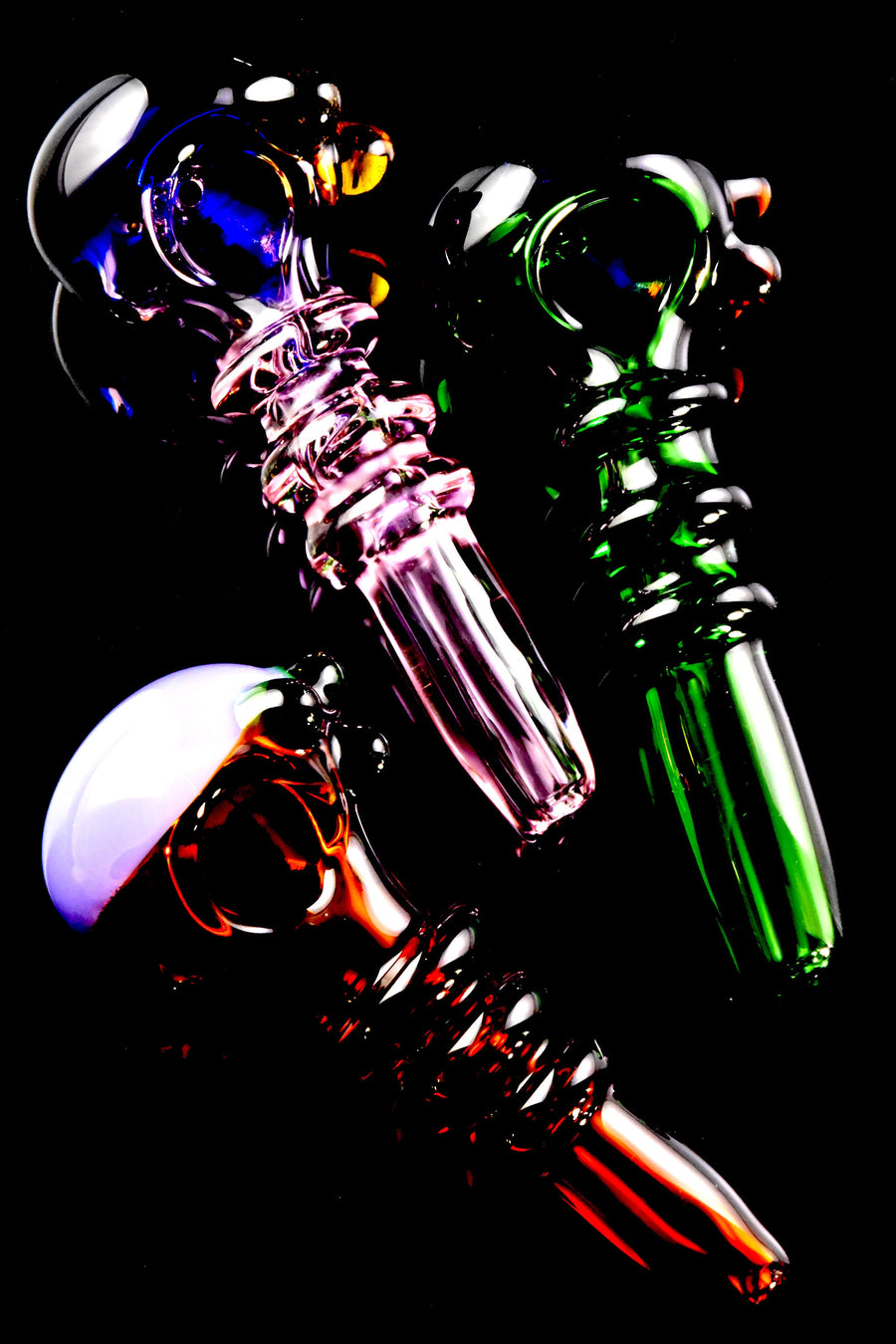 5" Colored Glass Rings Hand Pipe - P2620