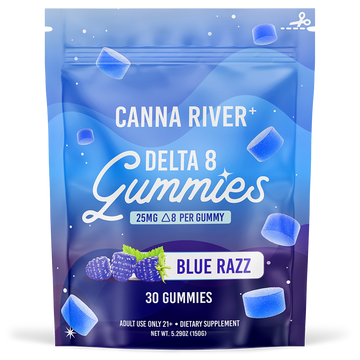 Canna River - Delta 8 Gummies - Blue Razz - 30 Gummies (25MG Each)