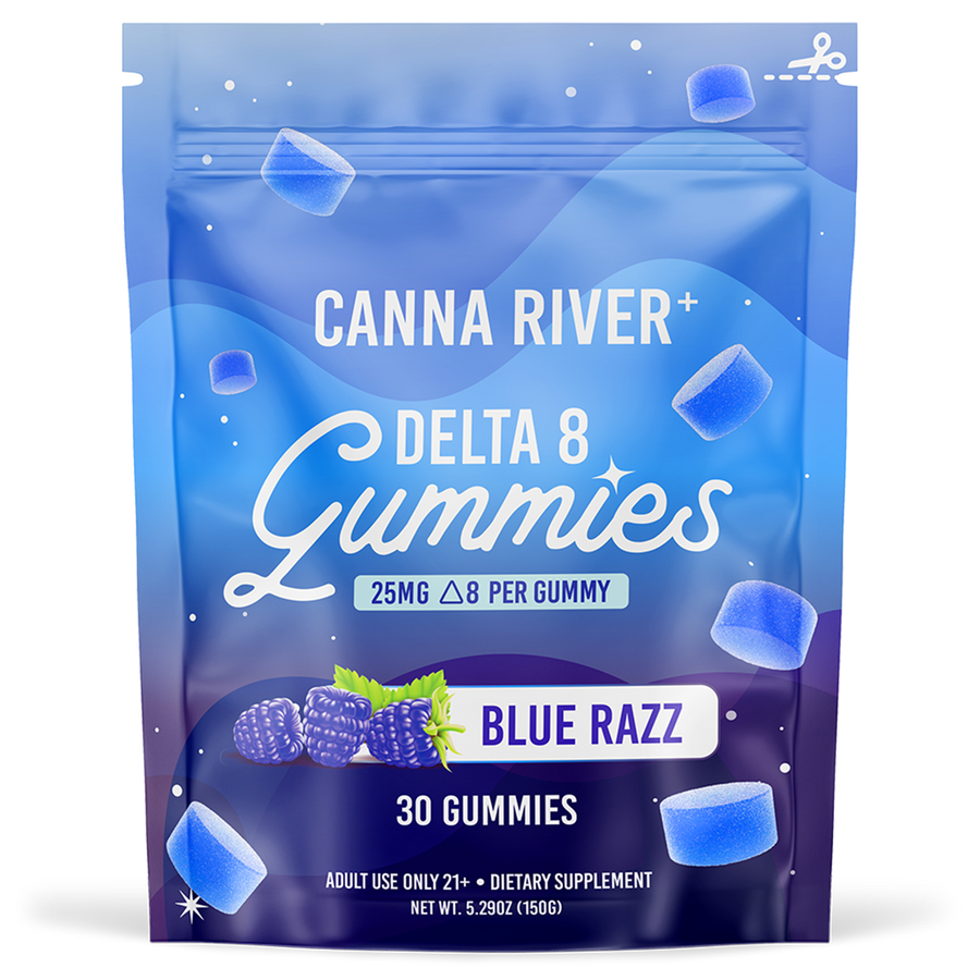 Canna River - Delta 8 Gummies - Blue Razz - 30 Gummies (25MG Each)