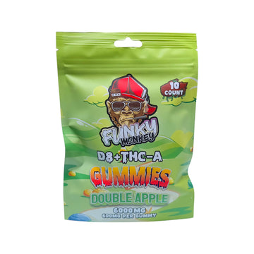 Funky Monkey - Delta 8 + THC-A Gummies - 6000 MG - Double Apple - 10 Gummies (600MG Each)