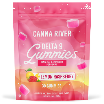 Canna River - Delta 9 Gummies - Lemon Raspberry - 30 Gummies (10MG Delta 9 & 20MG CBD Each)