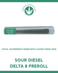 Delta 8 Preroll | Sour Diesel Sativa Strain | 1.3 Grams