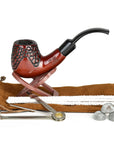 Pulsar Shire Pipes Engraved Bent Brandy Cherry Wood - 5.5"