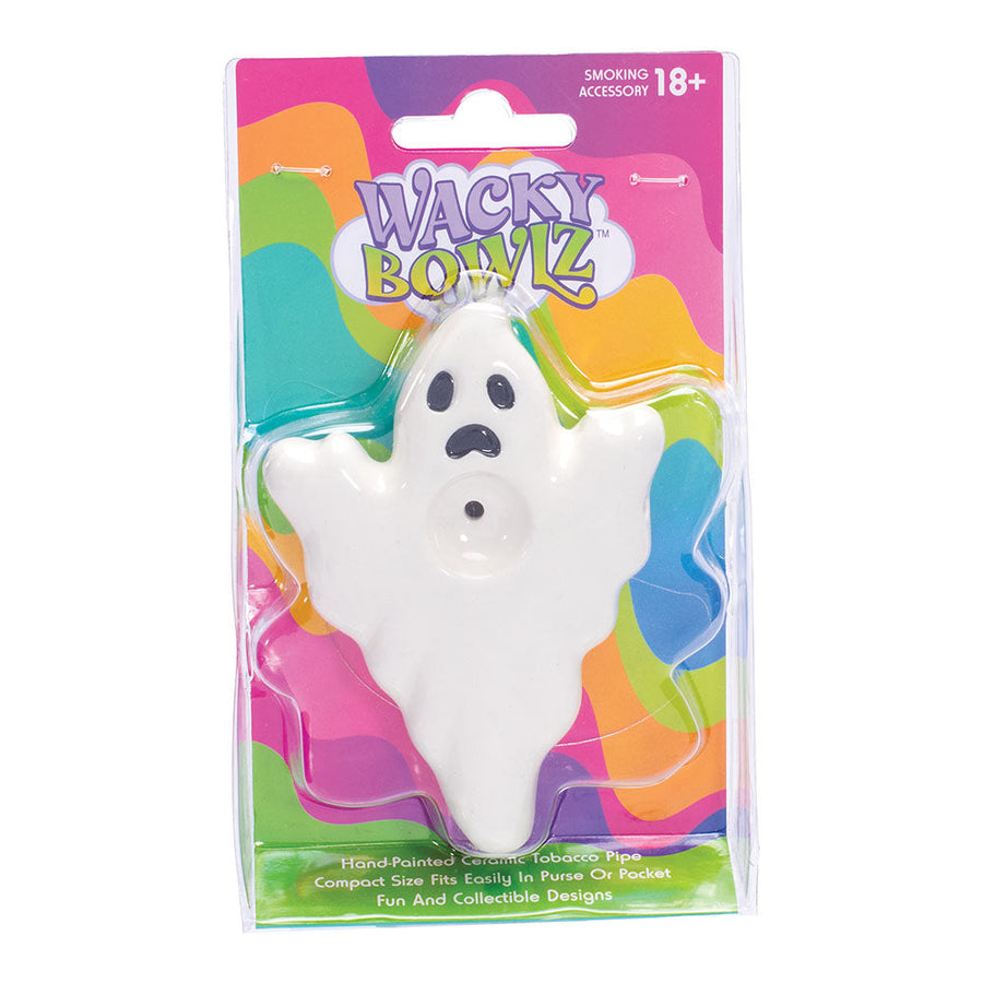 Wacky Bowlz Ghost Ceramic Hand Pipe - 4"