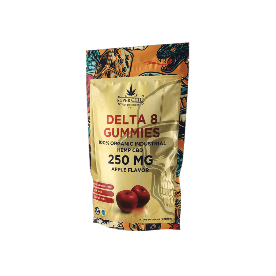 Super Chill CBD - Delta 8 Gummies Pouch - 250 MG - 100% Natural - 10 Gummies (25MG Each) - Made in USA