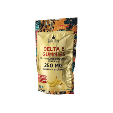 Super Chill CBD - Delta 8 Gummies Pouch - 250 MG - 100% Natural - 10 Gummies (25MG Each) - Made in USA