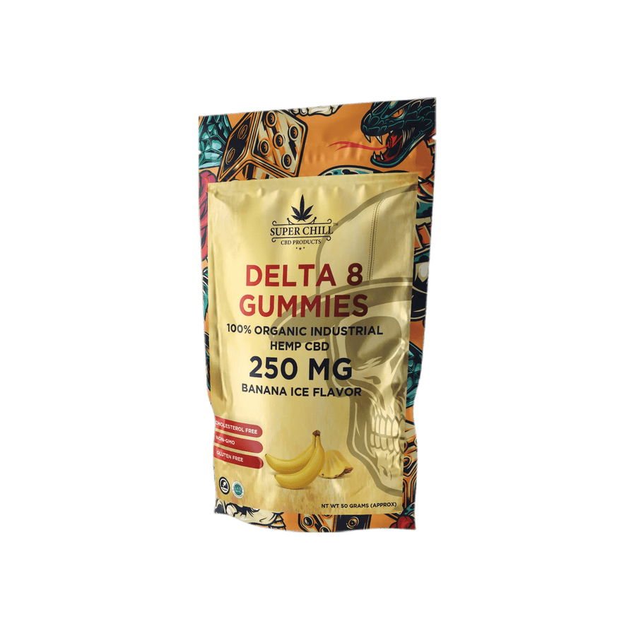 Super Chill CBD - Delta 8 Gummies Pouch - 250 MG - 100% Natural - 10 Gummies (25MG Each) - Made in USA