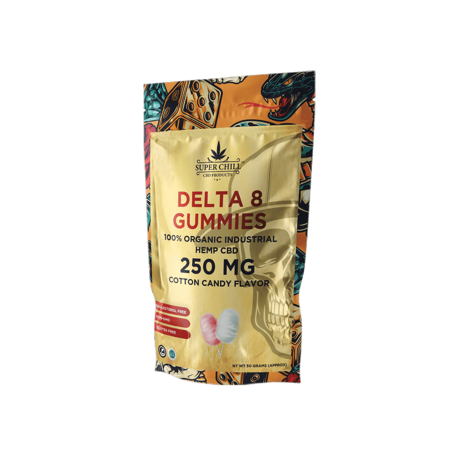 Super Chill CBD - Delta 8 Gummies Pouch - 250 MG - 100% Natural - 10 Gummies (25MG Each) - Made in USA