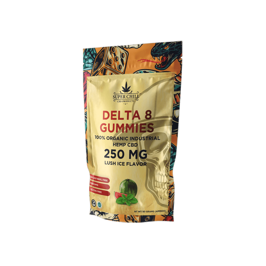 Super Chill CBD - Delta 8 Gummies Pouch - 250 MG - 100% Natural - 10 Gummies (25MG Each) - Made in USA