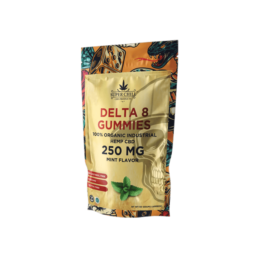 Super Chill CBD - Delta 8 Gummies Pouch - 250 MG - 100% Natural - 10 Gummies (25MG Each) - Made in USA