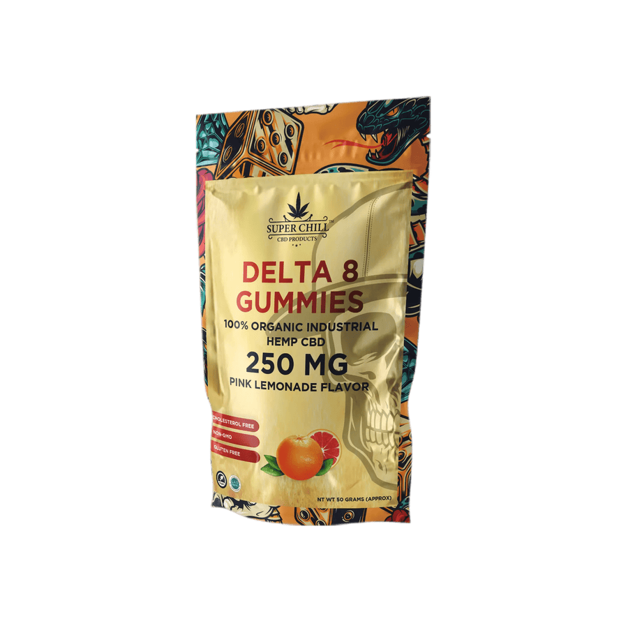 Super Chill CBD - Delta 8 Gummies Pouch - 250 MG - 100% Natural - 10 Gummies (25MG Each) - Made in USA