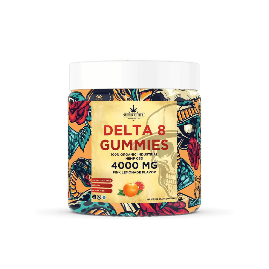 Super Chill CBD - Delta 8 Gummies Jar - 4000 MG - 100% Natural - 40 Gummies (100MG Each) - Made in USA