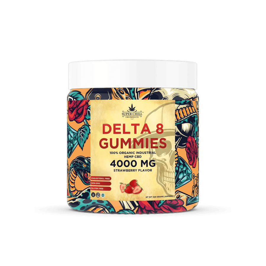 Super Chill CBD - Delta 8 Gummies Jar - 4000 MG - 100% Natural - 40 Gummies (100MG Each) - Made in USA