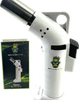 Space King powerful single jet angled flame torch lighter - Smooth Finish - Premium Quality - Adjustable Flame & Lock Function (White)