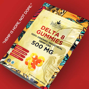 Super Chill CBD - Delta 8 Gummies - 500 MG - 100% Natural - 20 Gummies (25MG Each) - Made in USA